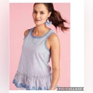 Vineyard Vines Blue and White Sleeveless Top size XL